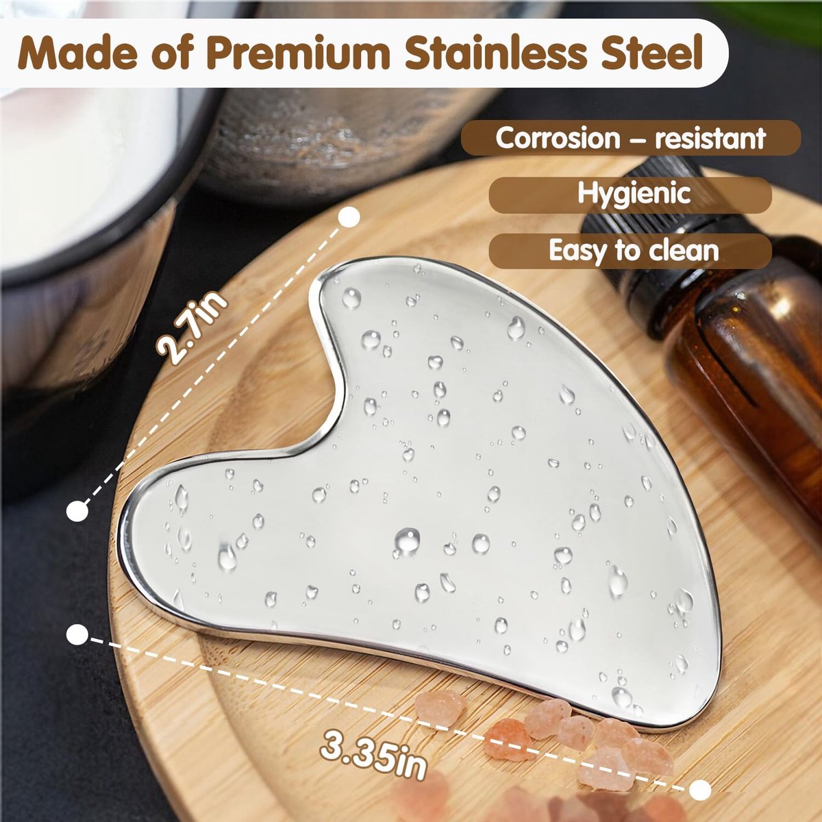 Gua Sha Stone Metal - Gua Sha Scraper Stainless Steel - Massage Tool - Relaxation - Gua Sha - Gua Sha Massage - Gua Sha Plate - Gua Sha Tool Surgical Steel - For Acne - Gua Sha Scraper - Unbreakable - Stainless Steel - With Storage Bag - Image 5