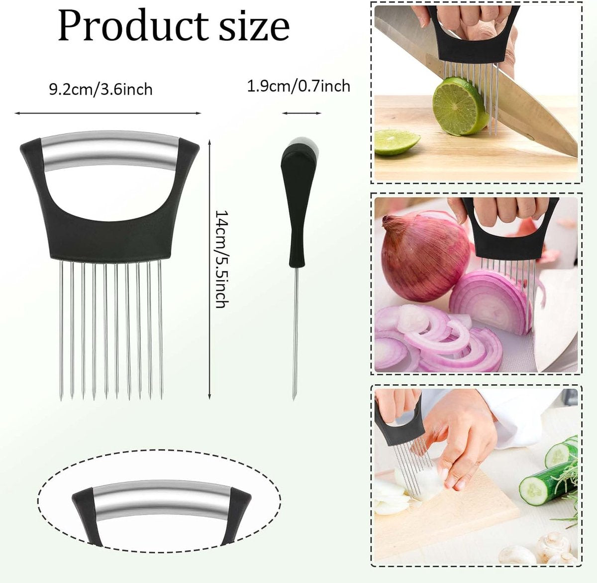 Onion Comb - 2 Pieces - Onion Slicer - Vegetable Slicer - Stainless Steel - Tomato Slicer - Potato Slicer - Finger Guard - Cutting Aid for Onions, Potatoes and Vegetables - Onion Cutting Tool - Egg Slicer - Manual - Onions - Slicer - Comb - Image 5