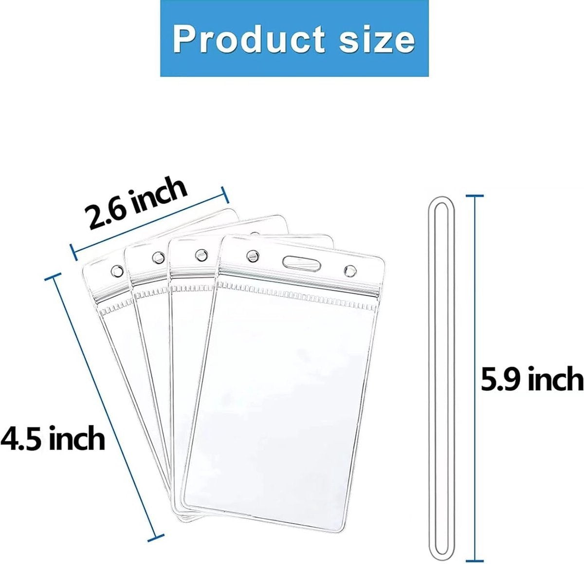 50x Badge Holder - Vertical PVC ID Badge Holders - 11x6.5cm - Name Badges - Card Badge - Transparent ID Card Holder - Name Badge Holder - Card Holder - Card Holders Name Badges - ID Card Holder - Seal - Waterproof Plastic ID Card Holder - With 50 Ring - Image 5