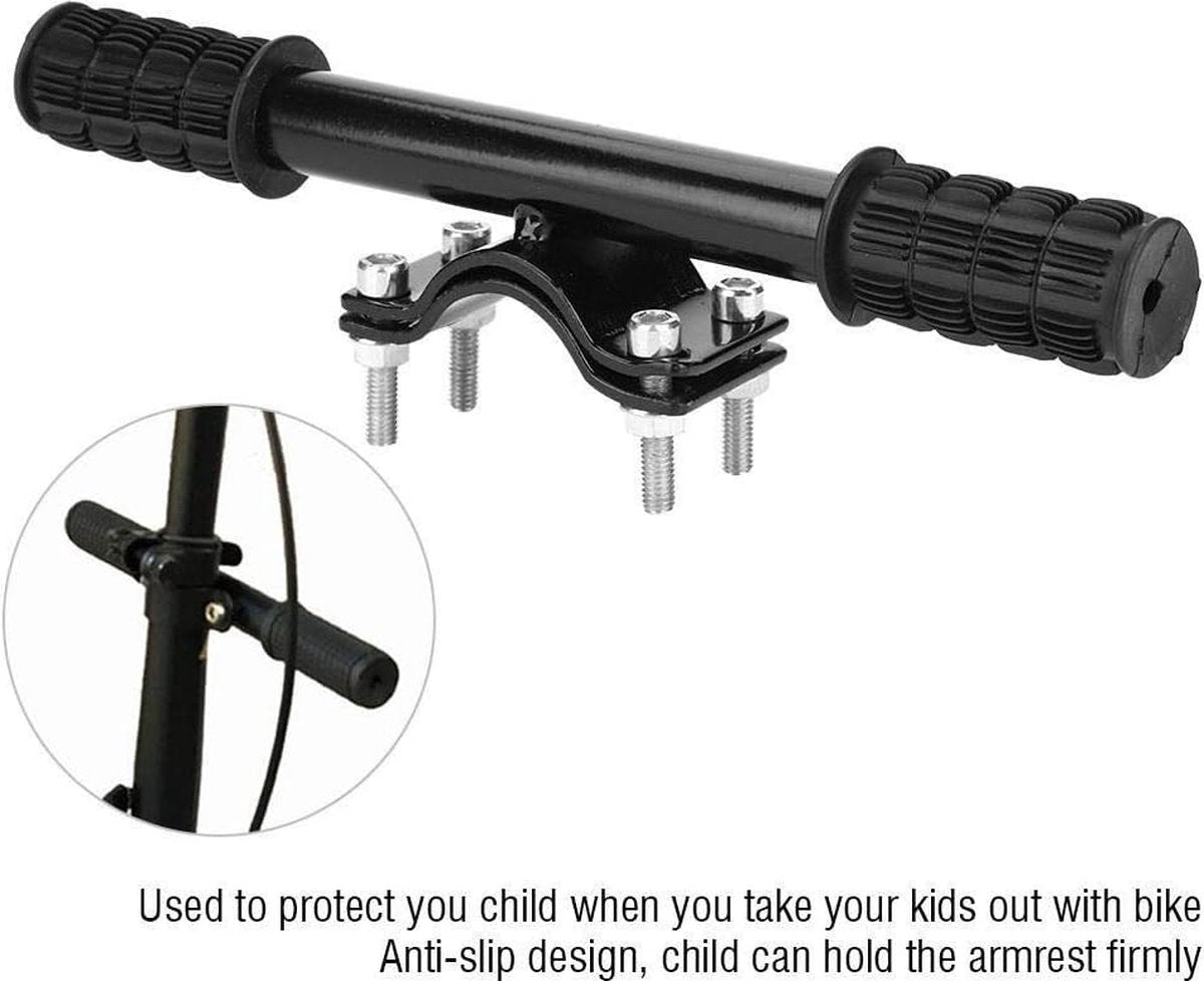 Child Handlebar Stem - Extra Child Handlebar for Front Seat - Secure Grip on the Bike - Handlebar Bracket for Bicycle Accessories - Backrest Bikes - Armrest Frame - Easy to Install - 23cm - Black - 1 Piece - Image 4