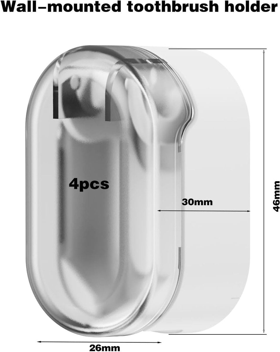 Toothbrush Holder - 4 Pieces - Electric Toothbrush Holder - Toothbrush Holder - Universal - No Drilling Required - Wall-Mounted - Brush Head Holder - Self-Adhesive Hanging Holder - Toothbrush Holder - Suitable for All Toothbrushes - White - Image 5