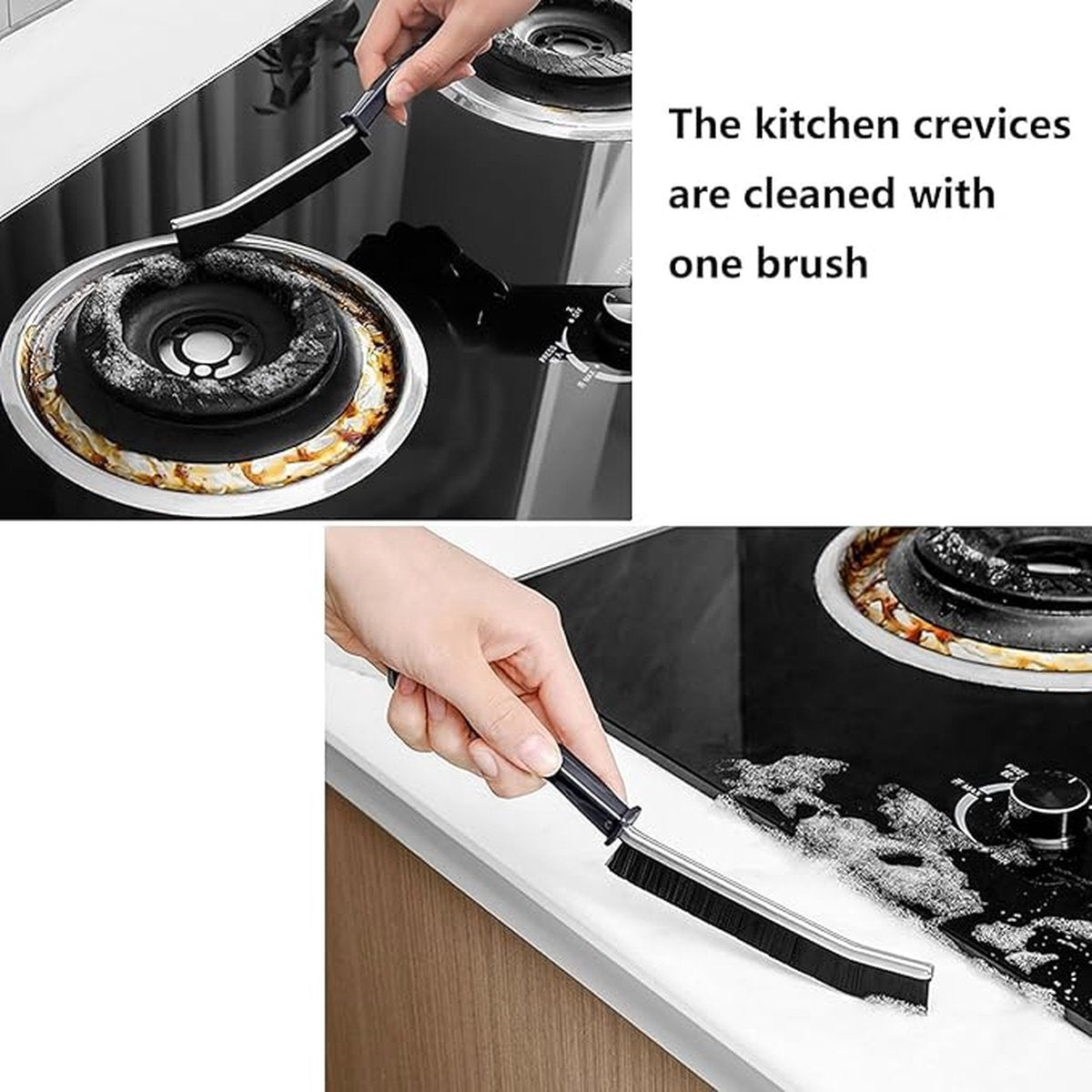 3x Hard-bristled Crevice Brush - Long Handle - Grout Brush - Narrow Cleaning Brush - Gap Cleaner - Household Cleaning Tools - Universal - For Hard-to-Reach Places - Hand Brush - Scrubbing Brush - Crevice Brush - Image 5