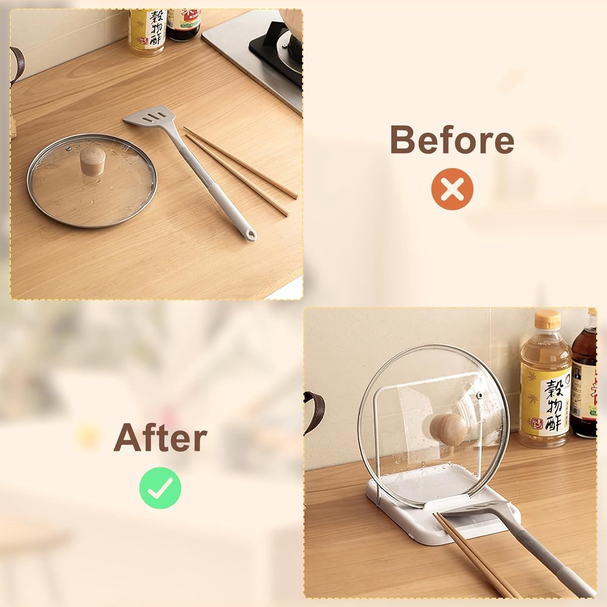 Pot lid holder - Foldable pot lid holder - Lid holder - Lid storage rack - Scratch and rust free - Adjustable - pot lid holder - durable cooking spoon holder - kitchen lid holder - Image 5