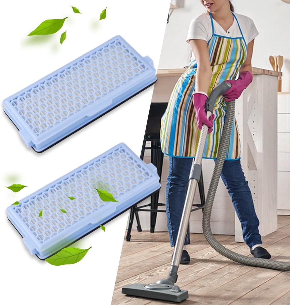 Active HEPA Filter Set 2 Pieces Suitable For Miele Classic Compact C1, Complete C2 & C3 - Replaceable - Vacuum Cleaner Parts - Vacuum Cleaner Filter - Impurity Filter - Blue - Image 5