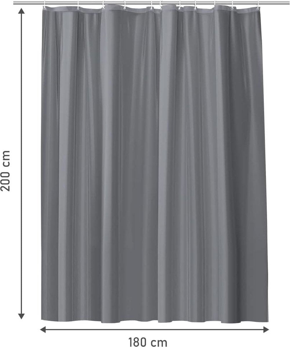 Anti-Mold Shower Curtain - Solid Color - Waterproof - Peva - Shower Curtain 180x200 Cm - Washable - Shower Curtain - Dark Grey - With 12 Shower Curtain Hooks - Image 5
