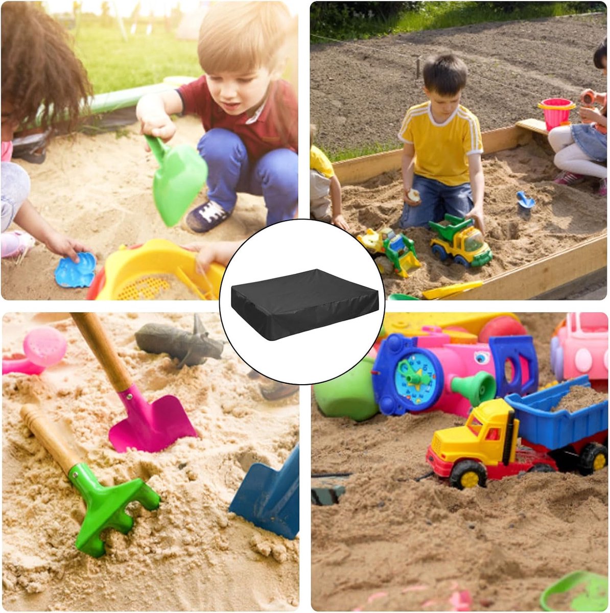Waterproof sandbox cover - 150x150x20cm - with drawstring - Oxford cloth - Suitable for sandbox, swimming pool, patio, garden, square - suitable for protecting children's toys - black - Image 5