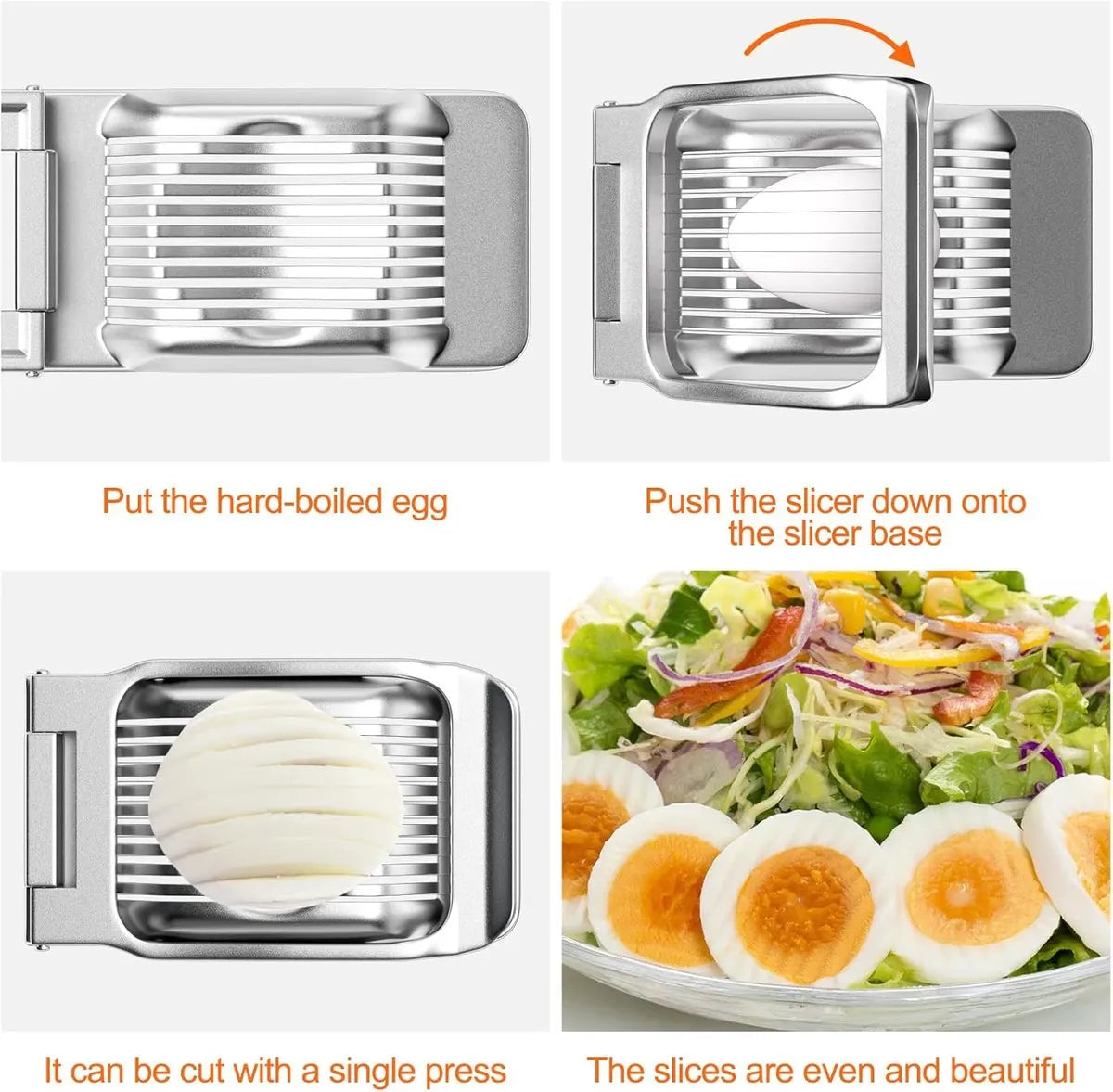 Egg slicer - Professional egg slicer - Mushroom slicer - Multifunctional - robust - Dishwasher safe - Kitchen tools - for eggs kiwis strawberries banana ham sausage - stainless steel - Image 5