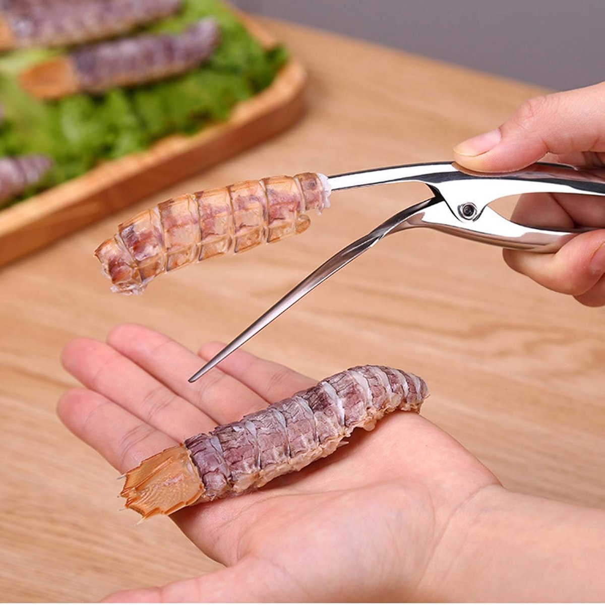 Kitchen tongs - Portable kitchen tongs - Professional grill tongs - High-quality barbecue tongs - Shrimp peeler - Shrimp peeler - Shellfish peeler - Cleaning shrimp - Gamba tongs - Scampi tongs - Shrimp stripping tool - Image 5