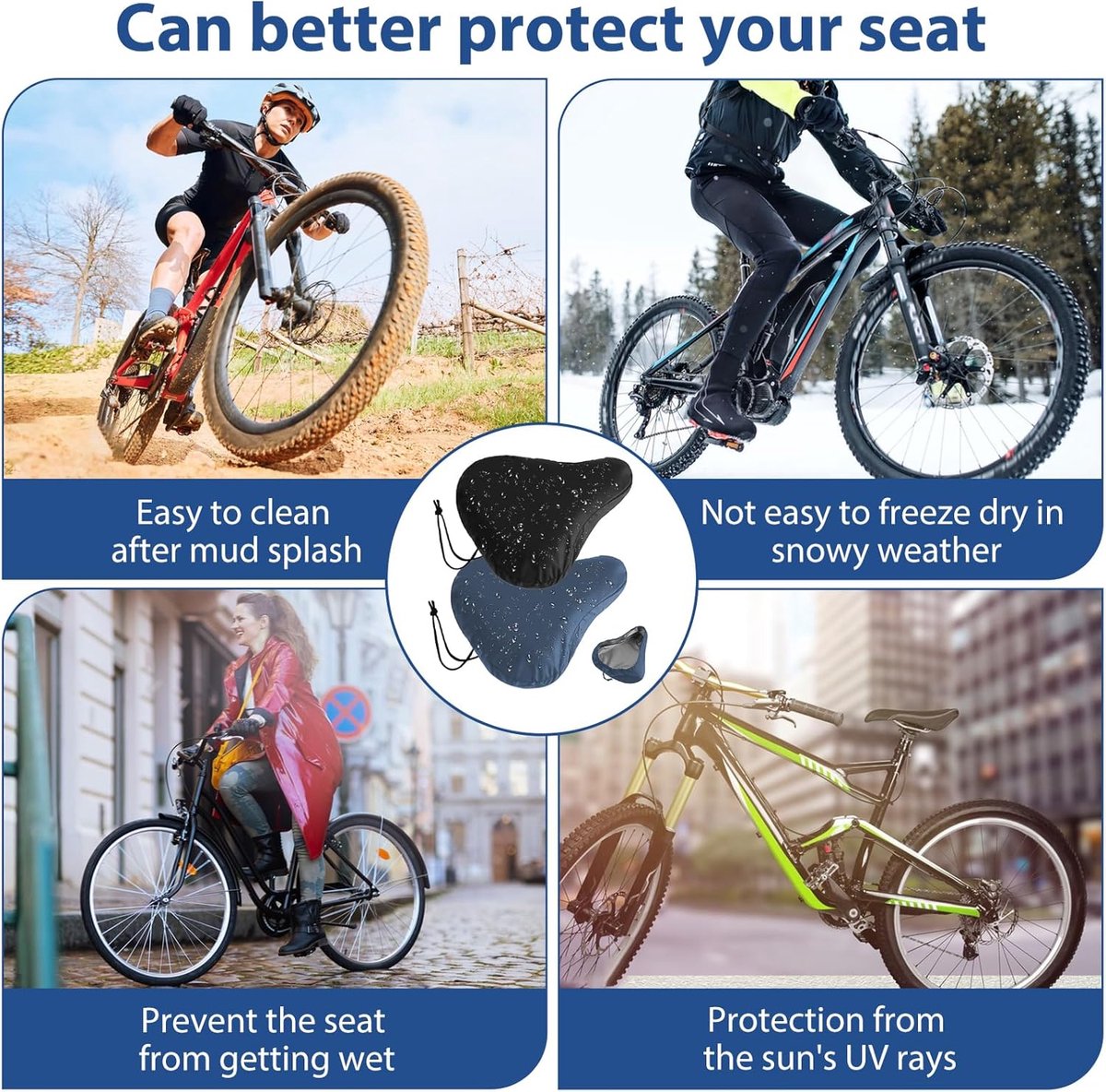2 pieces - Bicycle Saddle Cover - Bicycle Saddle Cover - Waterproof Saddle Cover - Cover for Bicycle Saddle - Rain Cover - Saddle Cover - with drawstring - outdoor saddle cover - bicycle accessories - waterproof - universal - rain and dust protection - 24 - Image 5