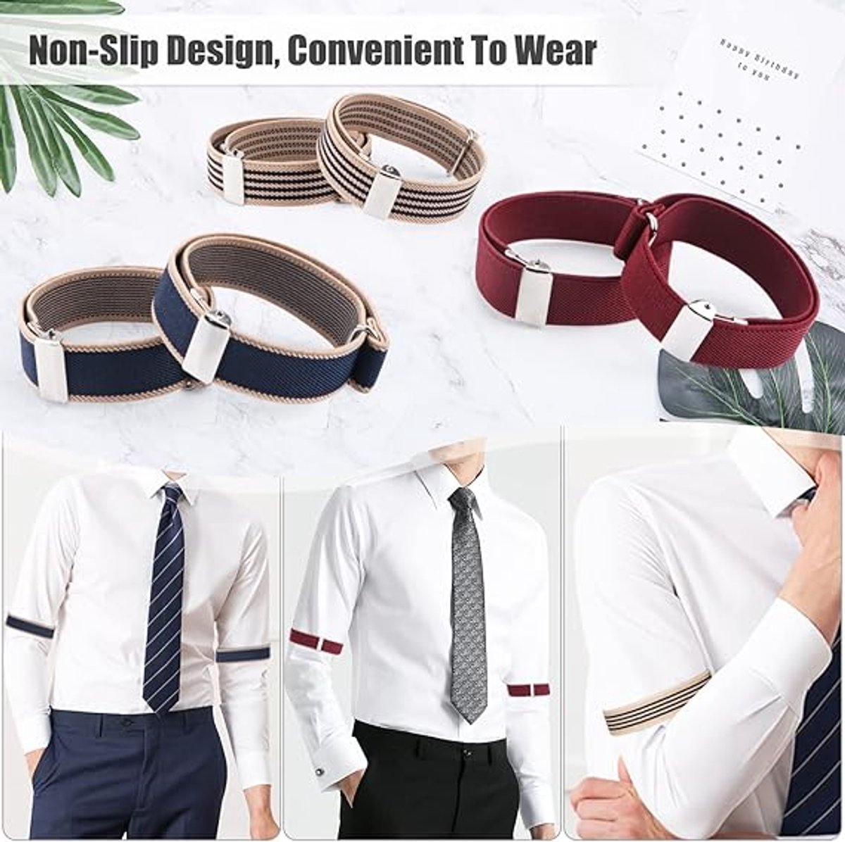 Sleeve Holder - 8 Pairs - Sleeve Holder - Sleeve Holders for Women and Men - Classic - Elastic - Women and Men - Sleeve Holders - Unisex Elastic Bracelets - Adjustable Shirt Sleeve Holders - Anti-Slip Bracelet - Multicolor - Image 5