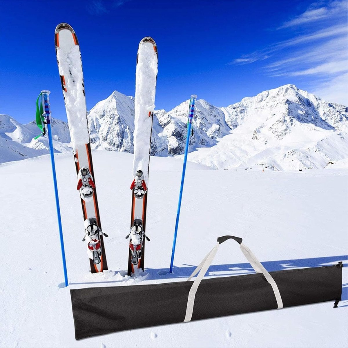 Water-repellent ski bag - 185×33cm - Ski cover with handles - 420D - single ski travel bags for ski equipment - Ski protection - Sports equipment - Black - Image 4