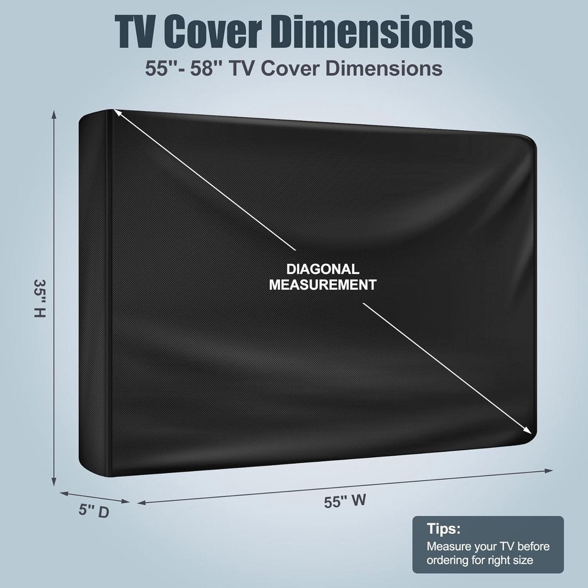 Outdoor TV case 55-58 inch - TV screen protector - waterproof and weatherproof outdoor flat screen case - 210D fabric - 55.1 x 5.9 x 35.4 inches - black - Image 5