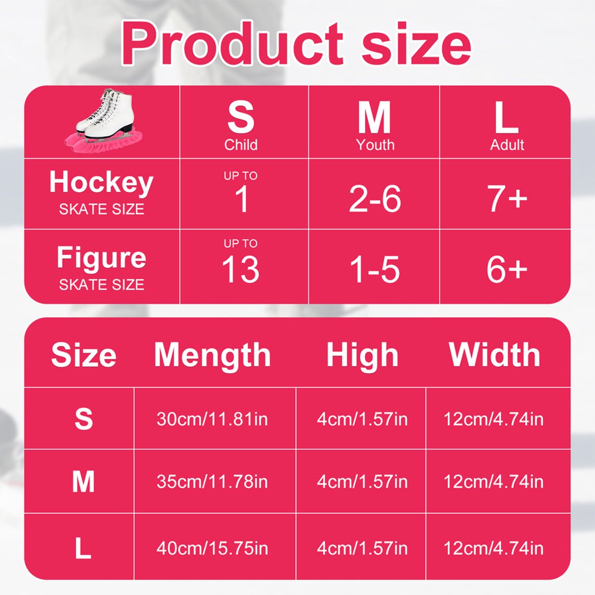 Skate guards - Sports skate guards - Skate covers - skate blade protectors - for men and women - sports blade protectors - protective covers - skating accessories - for field hockey skates, figure skates and ice skates - black - S - 30cm - Image 5