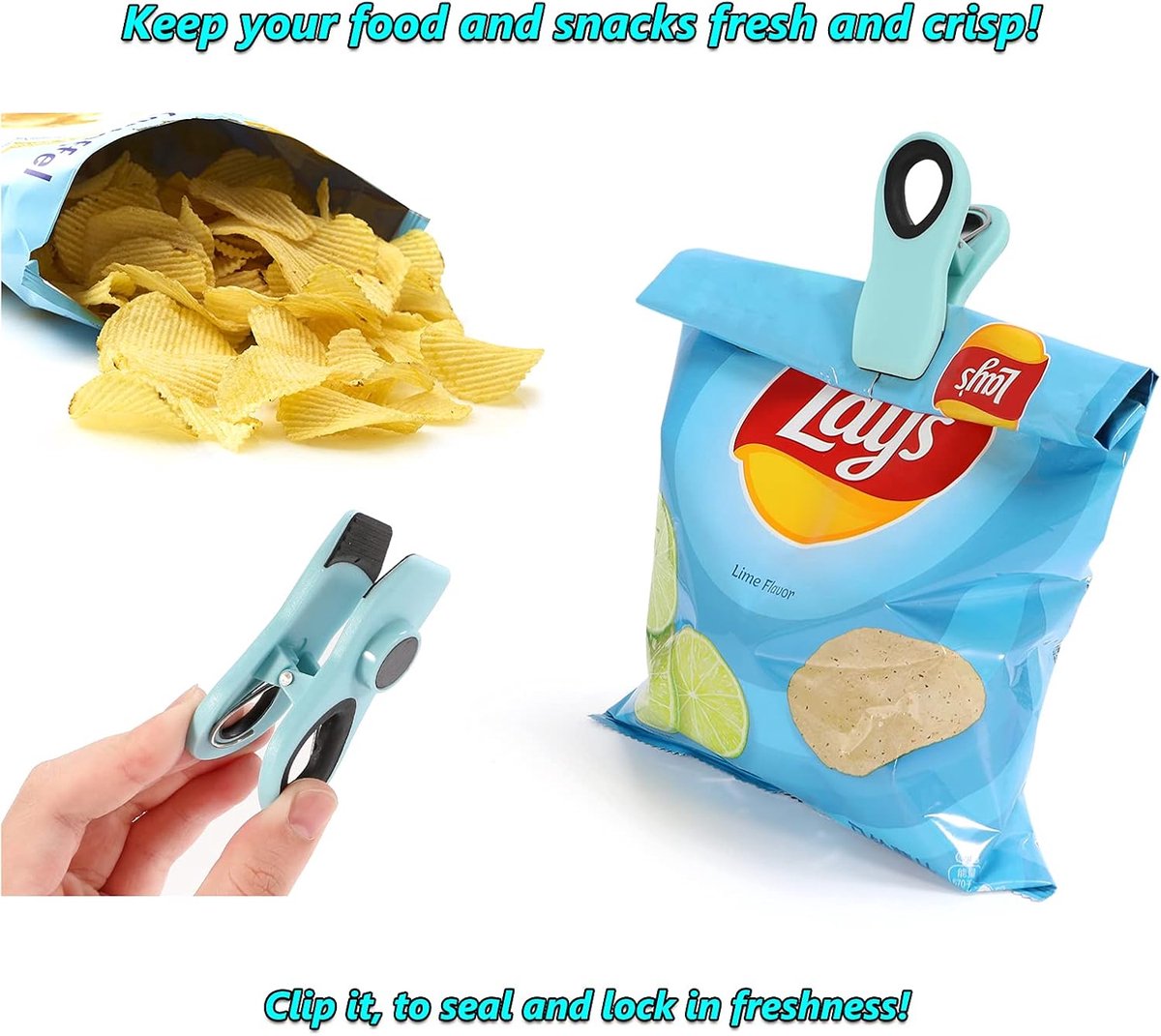 12 Pieces Food Clips - Sealing Clips - Sealing Clamps - Food Clips - Food Clips - Magnetic Clip - Fridge Magnetic Clip - Food Clips - Small Clip - Sturdy Sealing Clips - Snack Clip - for sealing food bags, sealing clips for bags - Image 5