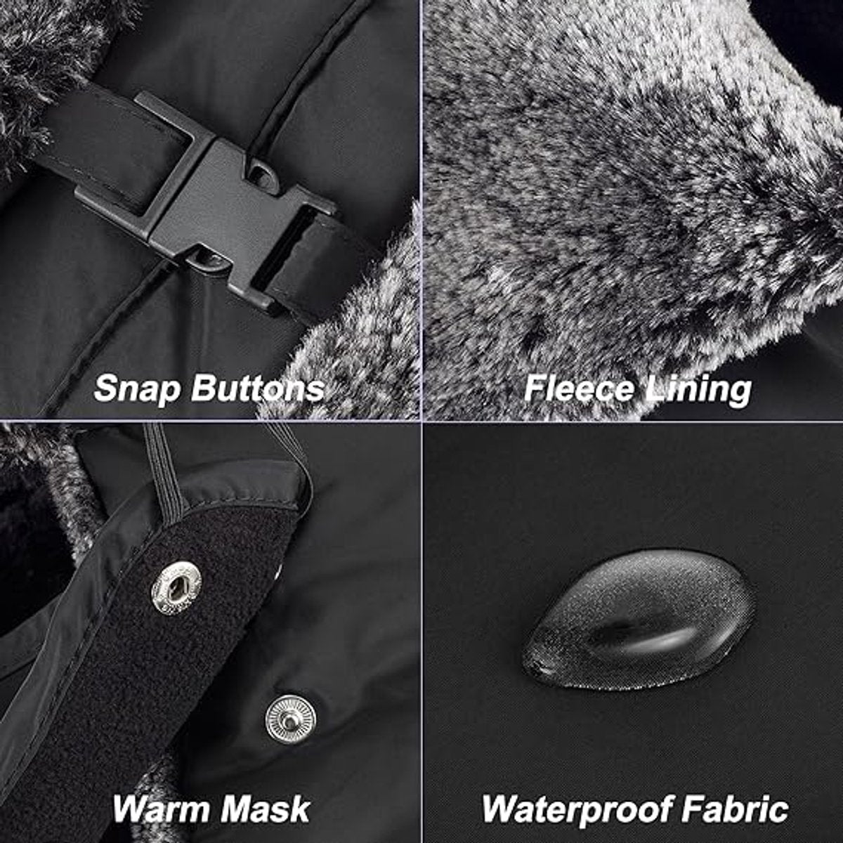 Beanie - men's beanie - Winter beanie - With Ear flaps and Face Mask - Winter Fur - Men's winter hat - Trapper hat - Black Ski Trooper - Snow Cap - Russian hat - Hunter's hat - Winter ear flap beanie - for cold weather - Black - Image 5