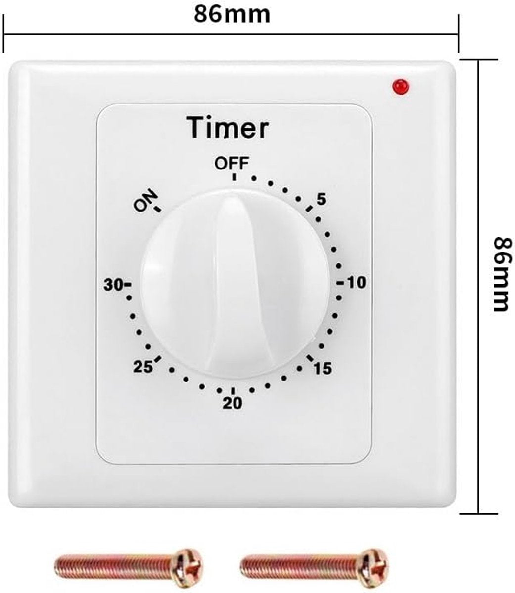 Countdown Switch - 30 minutes - Countdown timer switch - Mechanical countdown timer socket - time switch - timer light switch - with timer - timer socket - for bathroom extractor fan, garage, laundry room, storage room or spa - white - Image 5