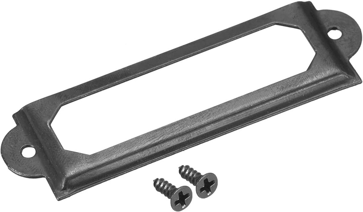 30 pieces - metal label holders - name card frame - drawer label holders - furniture label holders - library labels - nameplate frame - for shelves, pharmacy cabinet, filing cabinet, drawer, office decoration, archive - with screws - 60*17 mm - black - Image 4