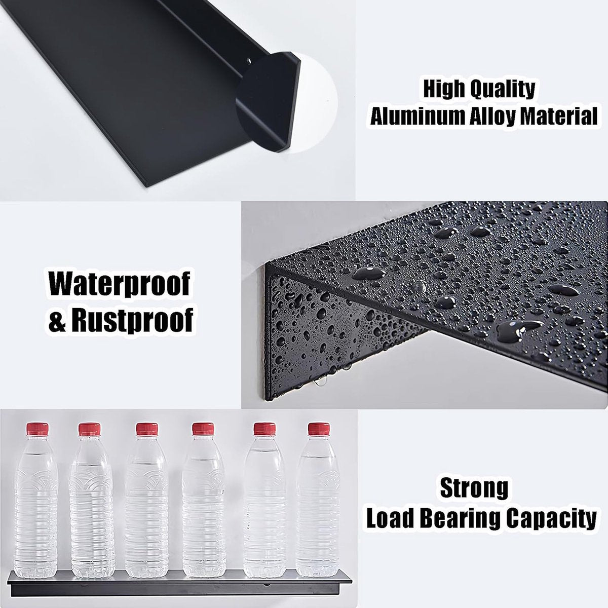 Bathroom Shelf - Wall-Mounted Shower Shelf - 2 Pieces - Soap Holder - Shelf - Modern Design Wall Shelves 30 cm - Bathroom Rack - Organizer - Metal Wall Shelf - Shower Shelf - for Bathroom, Living Room, Kitchen, Office - Shampoo Rack - Black - Image 5