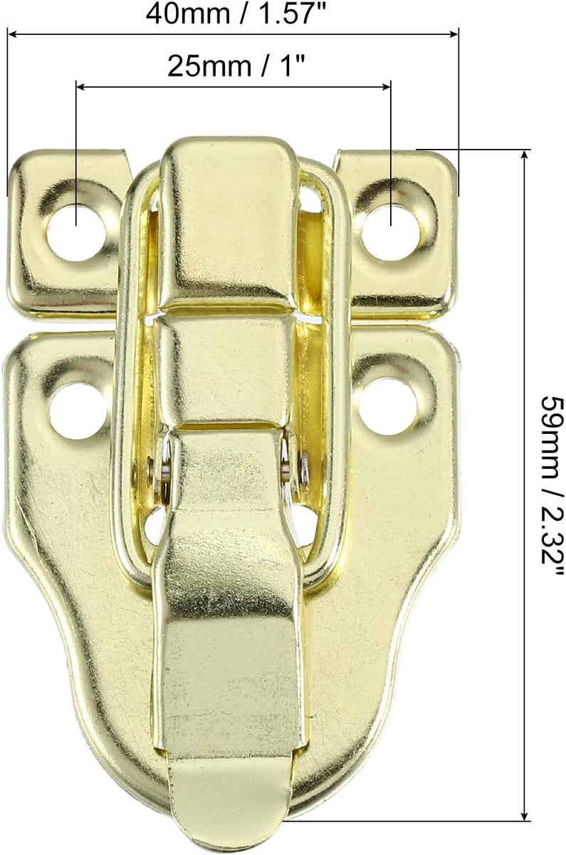 pieces - 58*40 mm - lock - cabinet locks - box lock - toggle lock - metal box toggle lock - with mounting screws - for jewelry box - wooden cabinet - decorative - gold - Image 4