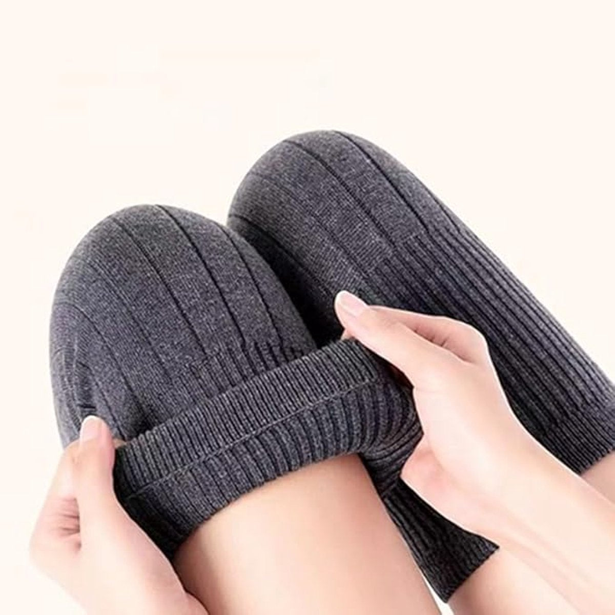 Pair of knee pads - knee socks - Leg support and warmth - Winter heating - Long - Knee pads for cycling, skiing and running - Thickened knee pads - Size L - for weight 100-130 - Image 5