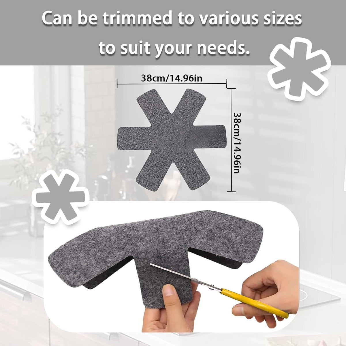 6 pieces - Pot holders - 38 cm - Pot protectors - Felt pot holders - coasters - felt pot protectors - cookware protector - kitchen utensils - for stacking pots, frying pans, ceramic pots, induction, glassware - grey - Image 5