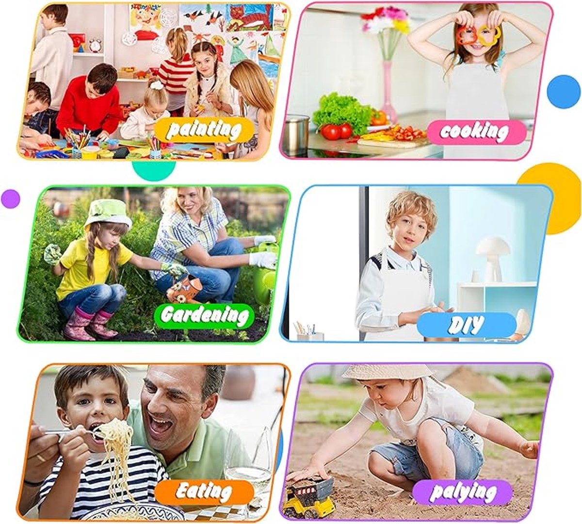 6x Children's Aprons - Children's Craft Apron - Kitchen Apron - Cooking Apron - Painting Apron - Adjustable - Painting Apron - Craft Apron - Children's Apron - For Baking, Gardening, Crafts, School, BBQ, Party - Size L, 6-14 Years - Image 5