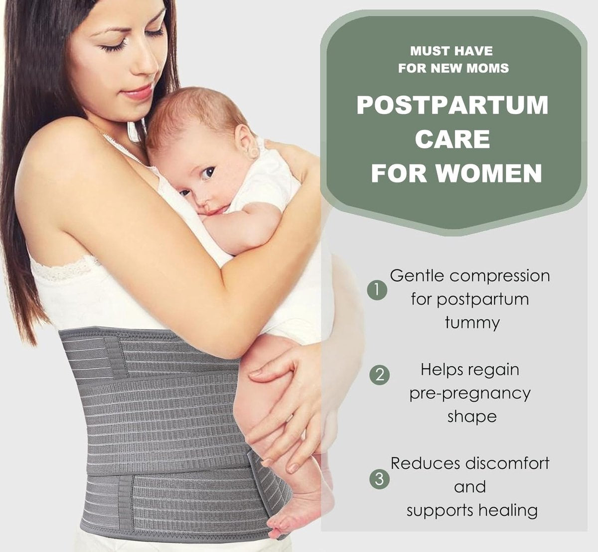 Postpartum Pregnancy Belt - Postpartum Belly Belt - Postpartum Support Belt - Breathable Belly Wrap - Pregnancy Belly Belt - Belly Braces - Corset - Kidney Warmer - Recovery Belt - Lower Back Support - for women - Size S/M - Grey - Image 5