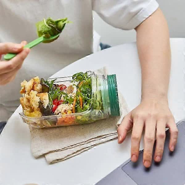 NEW Salad Container with Sauce Dressing Container, Vertical Layered Salad Container with Built-in Bowl, Portable Leak-Proof All-in-One Salad Box - Image 5