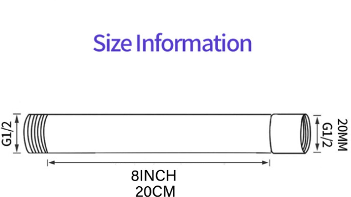 Shower arm extension - Hand shower arm extension pipe - universal shower component - 20cm - silver - Easy installation - Universal connection - Rain shower arm - Stainless steel - Image 4
