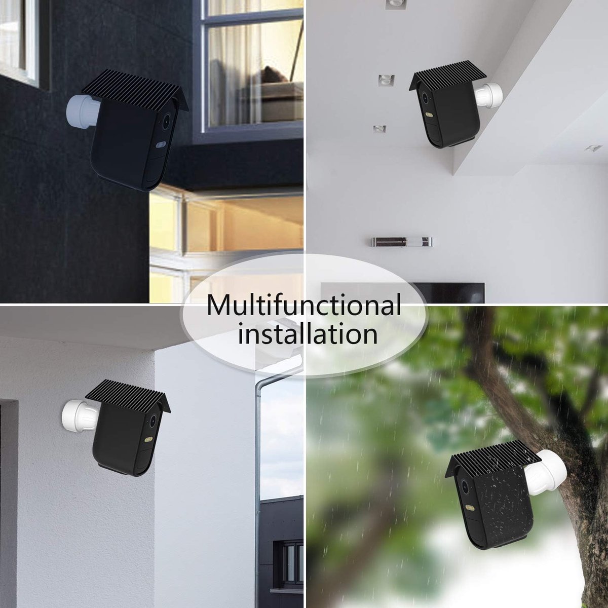 pieces - Camera silicone protective cover - security camera protective cover - black - soft silicone cover - security camera protective cover - weatherproof silicone housing - for EufyCam 2C - Image 4