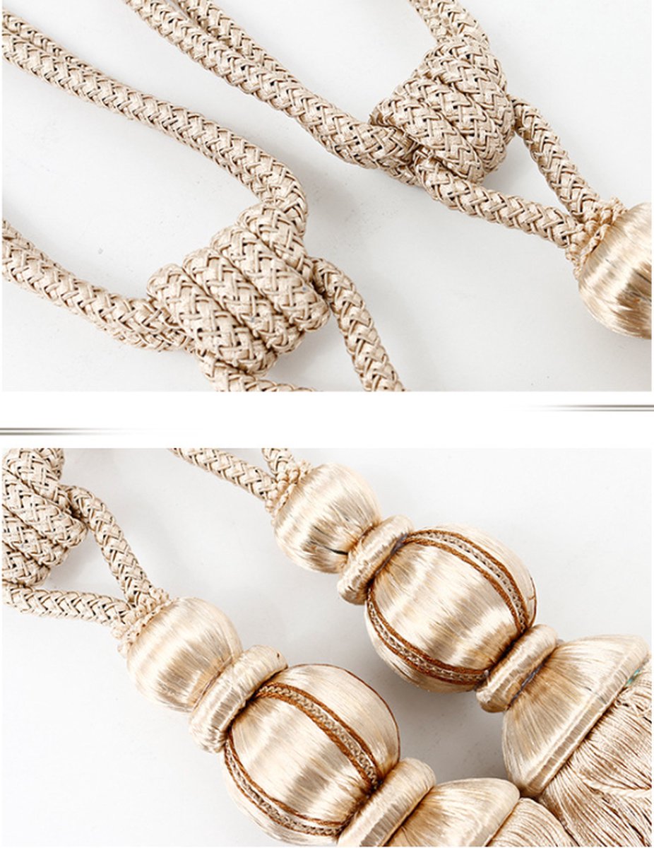 2 Pieces - Curtain Tassels - Curtain Ties - Curtain Tassel - Curtain Accessories - Curtain Holder - Curtain Tie Rope - Window Decoration Accessories - Curtain Tassel - Beige - 75cm - Image 3