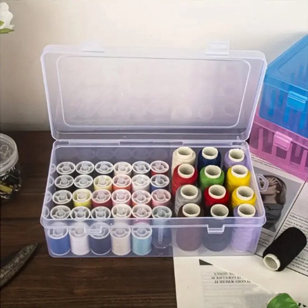 Sewing Thread Storage Box - 2 Box Organizer for Sewing Machine Thread and Sewing Accessories - DIY Sewing Kit and Sewing Basket - Image 5