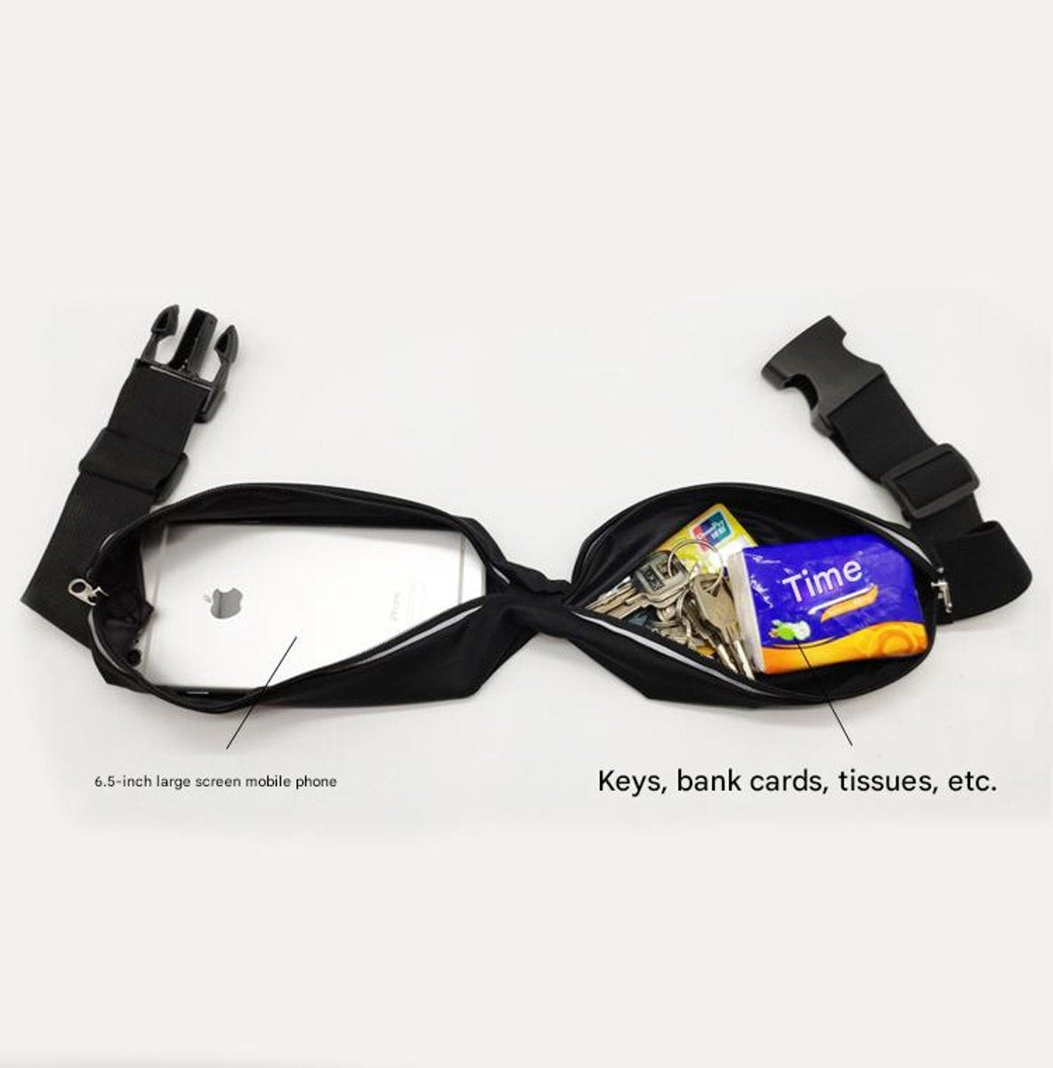 Running Belt - Phone - Running Belt - Men and Women - Running Phone Holder for Race, Jogging, Marathon - For 6.5” Mobiles - Black - One Size - Image 6
