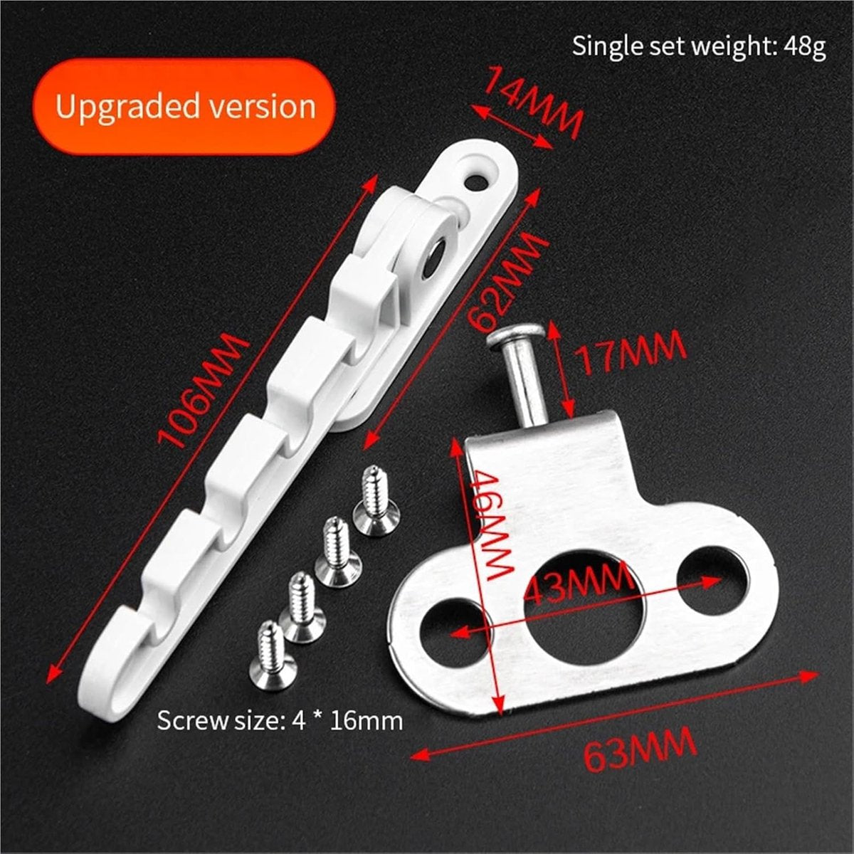 2 pieces - window holder - window limiter white - Window stays - Windows - Window fittings - Window holder & door holder - wind hook - Plastic and metal - 10.6×1.4cm - adjustable - Anti-burglary - window security - for inward-opening windows - Image 5