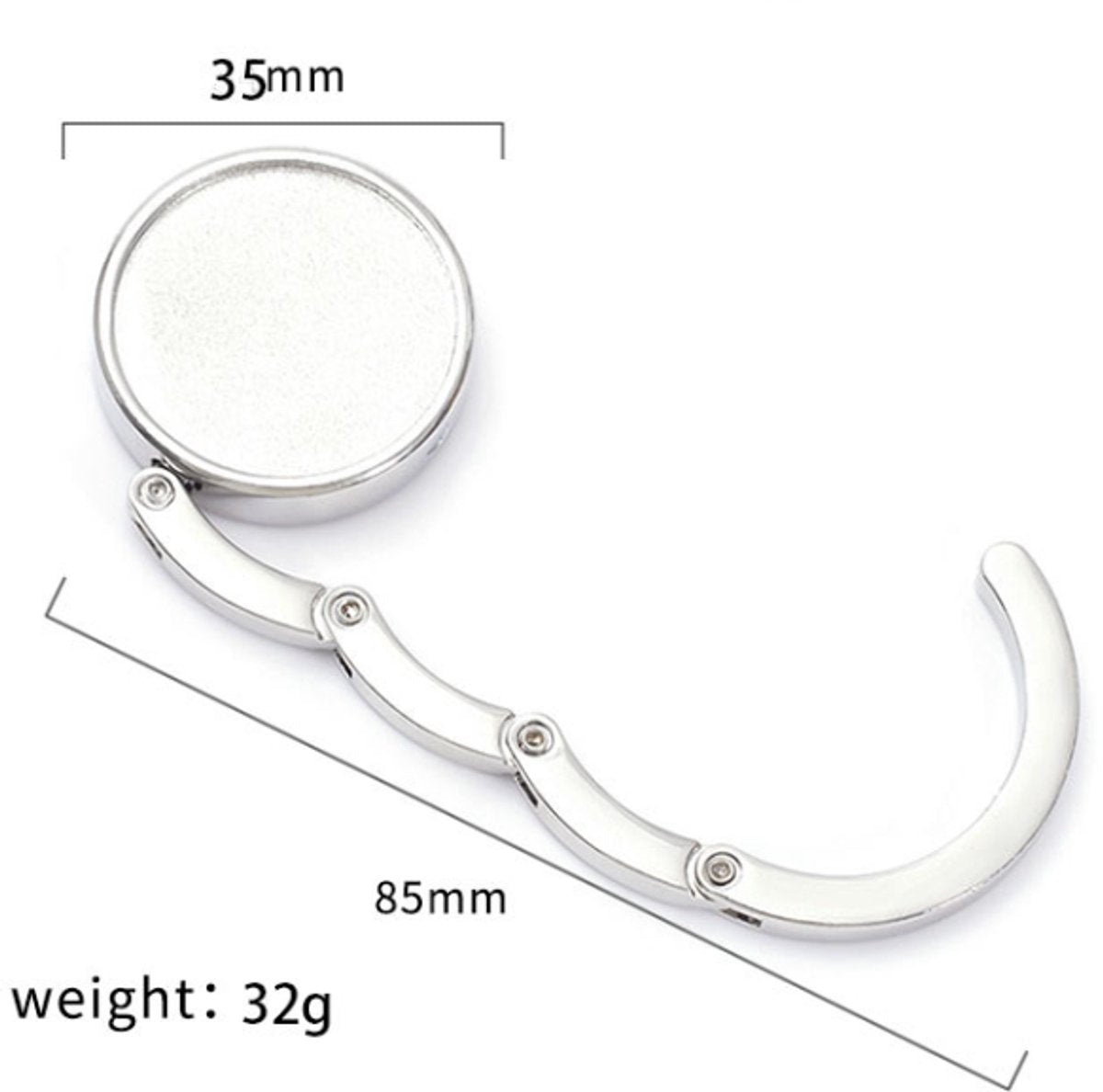 Bag Hanger Table - 2 pieces - Foldable bag hanger - Portable bag hook - Bag hook - With anti-slip pad - for table or desk - Silver - Image 6