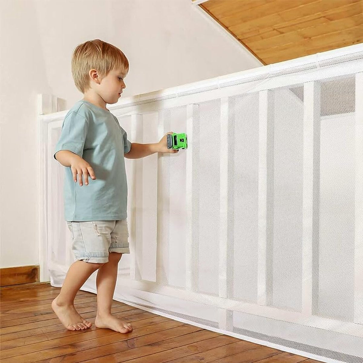 Safety Net - Baby and Animal Safety Gate - 600 x 79 cm - Robust - Adjustable - Baby Safety - Retractable Safety Net - Balcony - Stairs - White - Safety Gate - made of mesh for cats and toys - Image 8