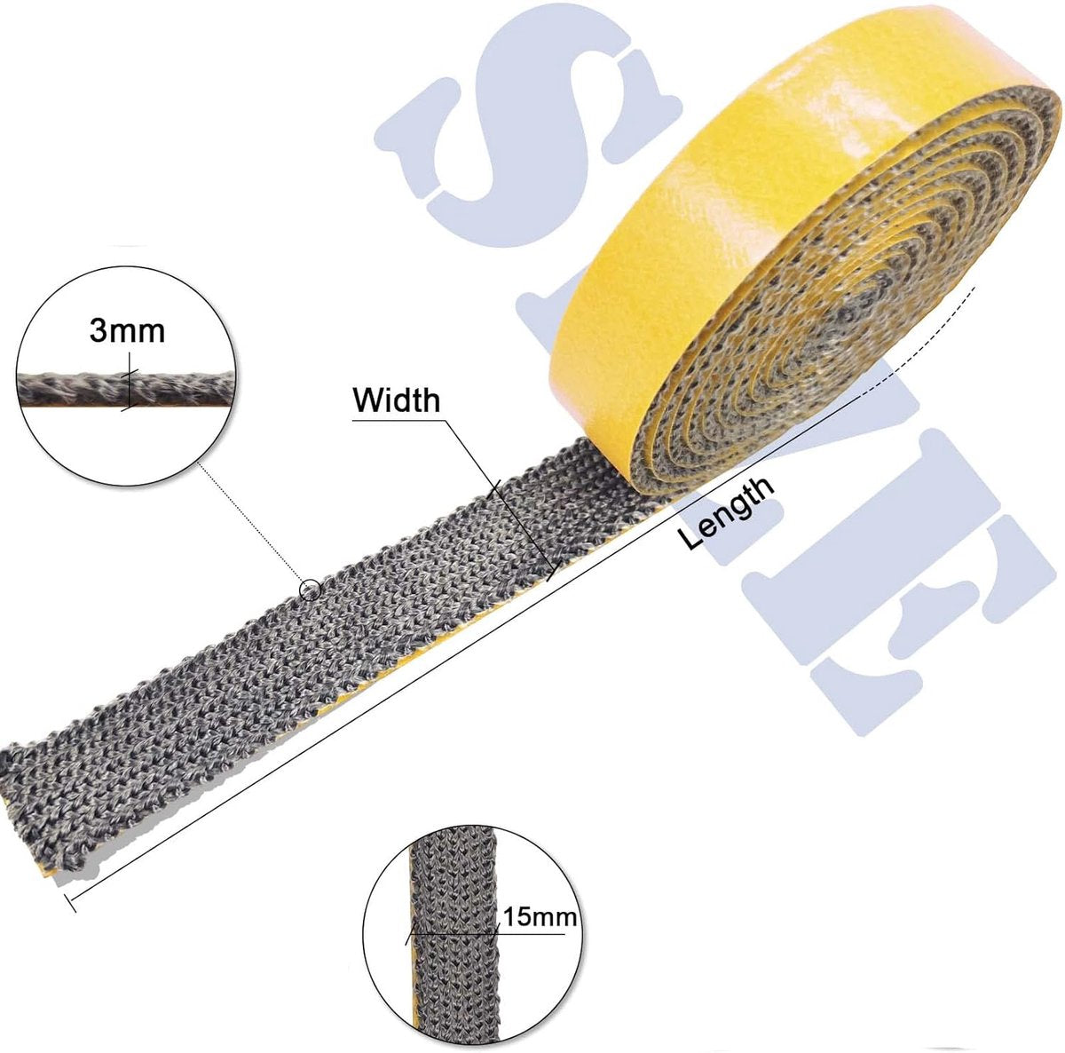 Stove Rope - Stove Cord - Fireplace Tape - Stove Gasket - Fiberglass - 3mm*15mm*2m - Black - Self-Adhesive - Flat - Heat-Resistant - for Stove, Chimney, Stove Pipe, Oven Door - Image 6