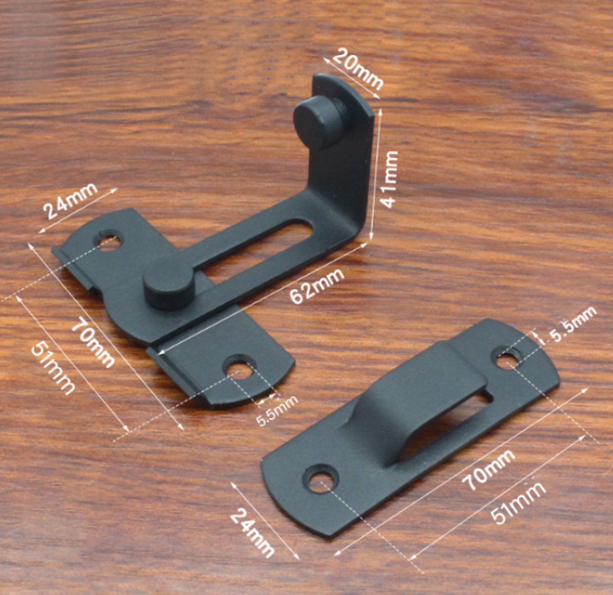 Door latch - 90 degree angle door locks with screws - black - stainless steel - security sliding lock - for doors and windows - 62*70 mm - Door security - Image 4