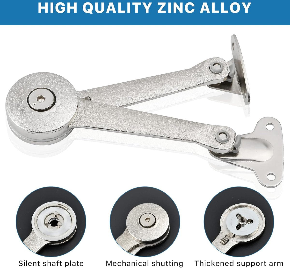 2 pieces - Flap hinge - Kitchen cabinet hinge - Furniture hinge - Overlay hinge - with brake - With screws and Allen key - zinc alloy - nickel plated - max. weight support 10kg - Image 7