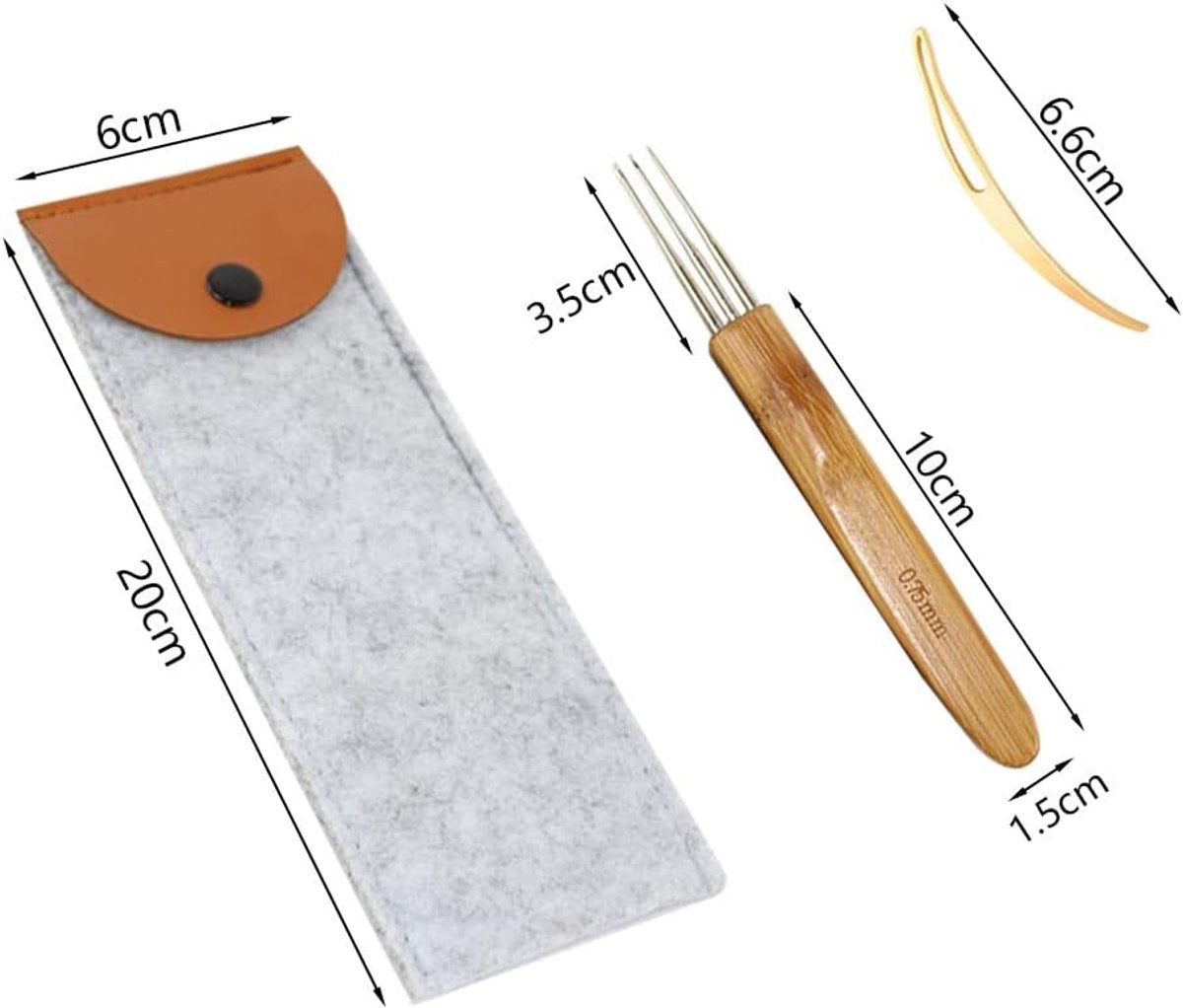Set of 6 - Crochet needles - Dreadlocks tool - Crochet - 0.75 mm - Storage bag - Image 5