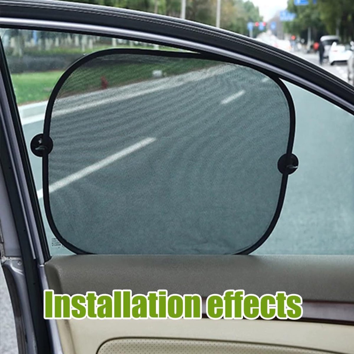 Car Side Window Sunshade - 2 Pieces - UV Protection - Car Sunshade for Baby & Child - Car Window Sun Protection - Car Sunshade - Car Accessories - Universal - 44 cm x 36 cm - Black - Polyester - Image 6