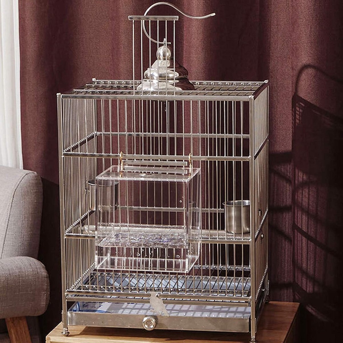 Bird bath - Fauna bath - Bird bath - Hanging bird bath/bowl/house - 13*11*13CM - Transparent - Bird cage bath - Bath bowls - For inseparable parakeets - Image 5