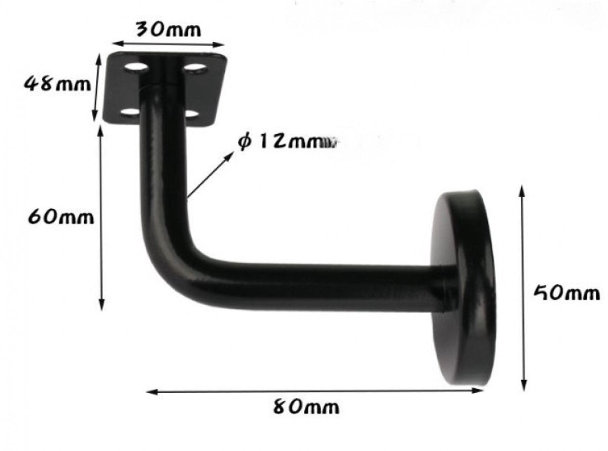 5 pieces - Handrail holder - handrail brackets - wall bracket - handrail support rod - Staircase Handrail Support - 6*8 cm - black - stainless steel - for stairwells, indoors and outdoors - for square/horseshoe-shaped handrails - Image 5