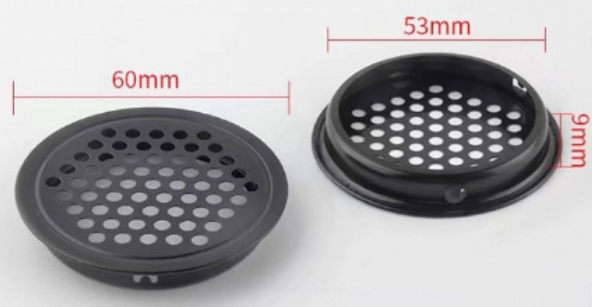 pieces - air grilles - ventilation grille cover - ventilation grille - ventilation holes - 53mm - black - round - stainless steel - for kitchen, bathroom, wardrobe, cupboard - Image 5