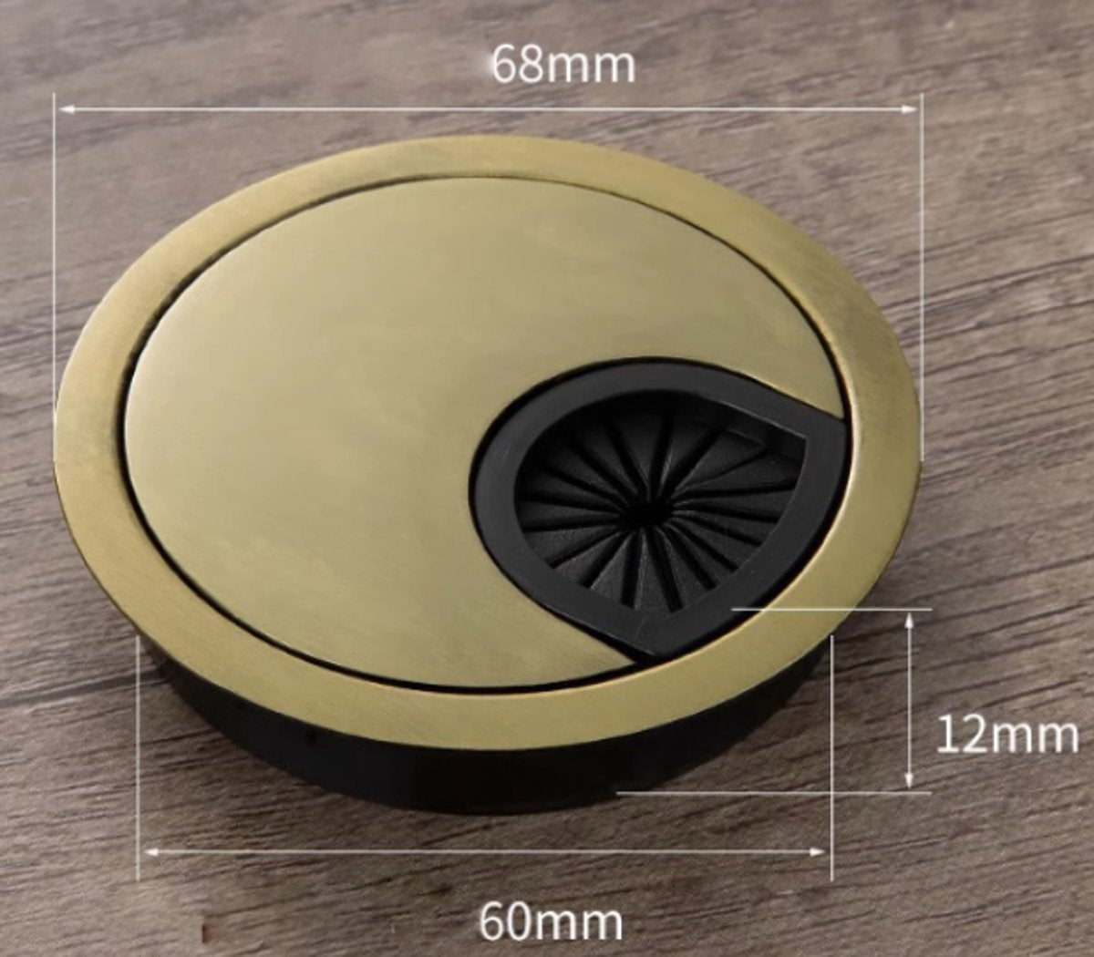 4 Pieces - Cable Organizer - Ø 60mm - Cable Management for Desks - End Caps for Desks - Metal Cable Grommet for Computer Desk - Metal - Bronze - Image 4