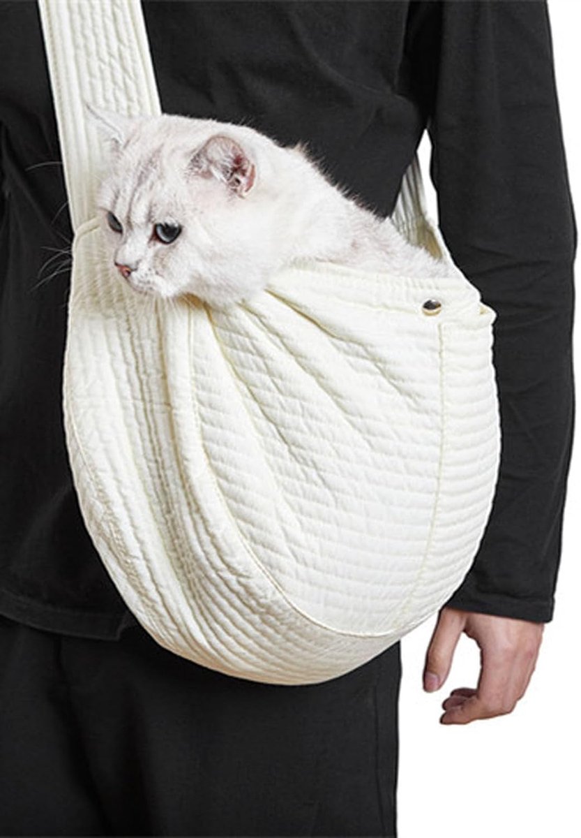 Pet Backpack - Backpack for Cat and Dogs - 40*11*26 cm - Shoulder Carrying Bag - Cat Carrier - Adjustable - For Small Dogs and Cats - For Pets from 5.5-6.5 kg - White - Canvas - Image 5
