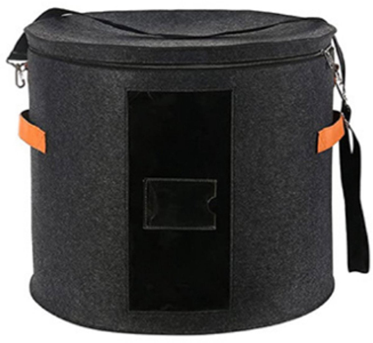 Hat box - storage boxes - Hat storage box - round - dark gray - 50 x 43 cm - felt - foldable - with lid and carrying handle and zipper - transparent window - Image 6