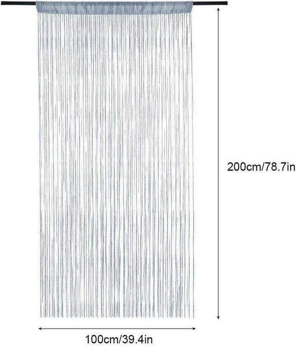 Fly screen curtain - Door curtain - Glitter mosquito net - Anti-fly door curtain - 100 x 200 cm - With silver thread - Polyester - white - Decorative curtain - Mosquito net - Image 3