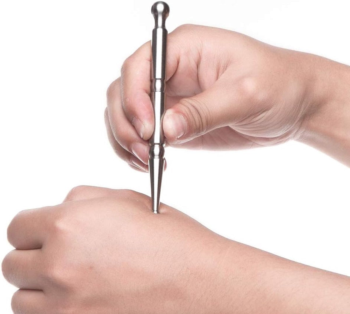 Pressure point pen - Trigger point acupressure pen - Stainless steel - Acupuncture rod - Meridian dredging rod - Manual - For back, shoulders, legs - 125*12mm - Silver - Image 7