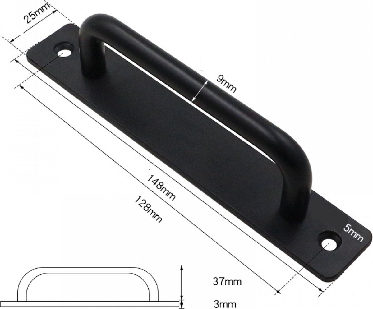 Sliding door handles - Black handle - Cabinet handles - Furniture handle - Handles - Robust - Door handle - Metal - including mounting bolts - for cabinet kitchen furniture bedroom - Image 3